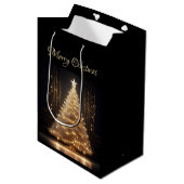 モダンエレガント金ゴールド ミディアムペーパーバッグ (正面アングル)