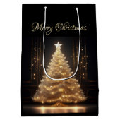 モダンエレガント金ゴールド ミディアムペーパーバッグ (裏面)