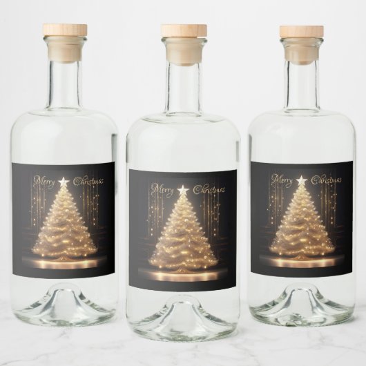 モダンエレガント金ゴールド リキュールボトルラベル (ボトル)