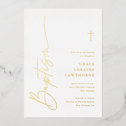 モダンエレガント金ゴールド 箔招待状 (正面)