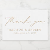 モダンエレガント金ゴールドScript結婚s Thank You スパークリングワインラベル (シングルラベル)