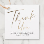 モダンエレガント金ゴールドScript結婚s Thank You フェイバータグ (正面)