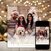 モダンエレガント金ゴールドScript 2写真クリスマス シーズンカード