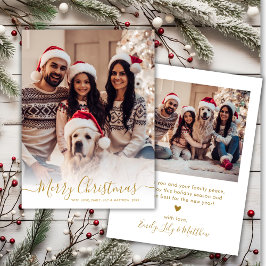 モダンエレガント金ゴールドScript 2写真クリスマス シーズンカード