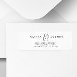 モダンエレガント金結婚差出人住所 ラベル<br><div class="desc">新婦スタイリッシュと新郎の名前を持つアンパサンドシンプルミニマ結婚リストの白黒の差出人住所ラベル。</div>