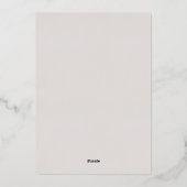 モダンエレガント銀グレーフローラ結婚ズ 箔招待状 (裏面)