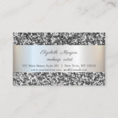 モダンエレガント銀シークインストライプロイヤリティカード ロイヤリティカード (裏面)