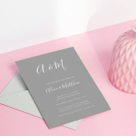 モダンエレガント銀結婚白 招待状