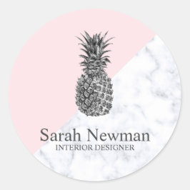 モダンエレガント銀色パイナップル ラウンドシール