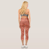 モダンエレガント銅の黒ストライプ色パターン カプリレギンス (裏面)