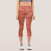 モダンエレガント銅の黒ストライプ色パターン カプリレギンス (正面)