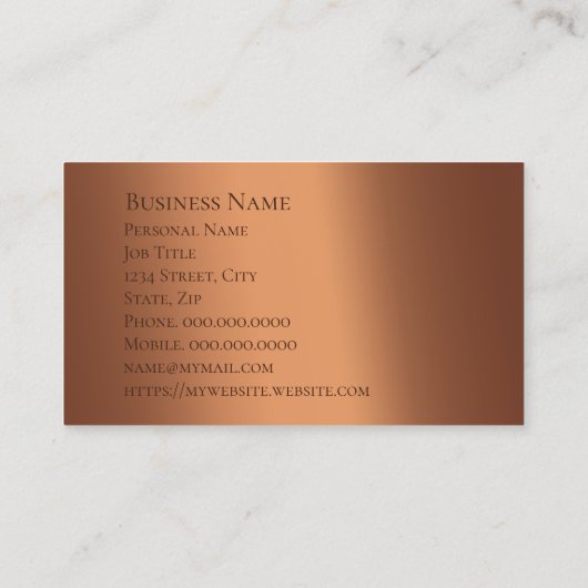 モダンエレガント銅エンボス企業の業 名刺 (裏面)
