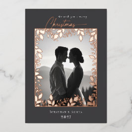 モダンエレガント離れフレーム写真メリー・クリスマス 箔シーズンカード