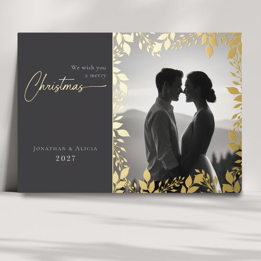 モダンエレガント離れフレーム写真メリー・クリスマス 箔シーズンカード