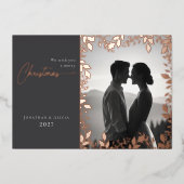 モダンエレガント離れフレーム写真メリー・クリスマス 箔シーズンカード (正面)