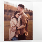 モダンエレガント雪の結婚写真 三つ折り招待状 (内部最初)