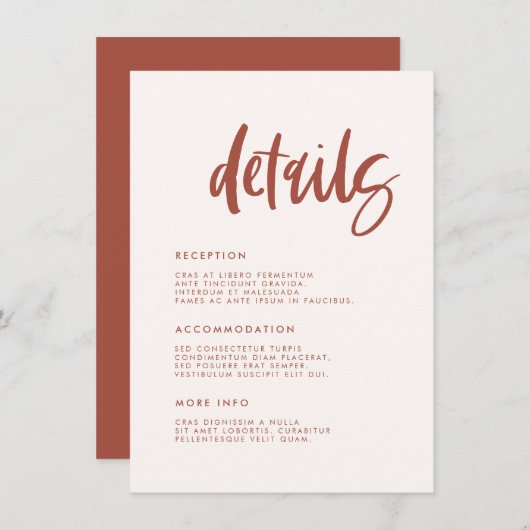 モダンエレガント雪結婚詳細 エンクロージャーカード (正面/裏面)