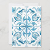 モダンエレガント青タイルとレモ結婚ン 招待状 (裏面)