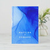 モダンエレガント青結婚白 案内状 (スタンド正面)