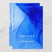 モダンエレガント青結婚白 案内状 (正面/裏面)