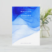 モダンエレガント青結婚白 案内状 (スタンド正面)