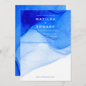 モダンエレガント青結婚白 案内状 (正面/裏面)