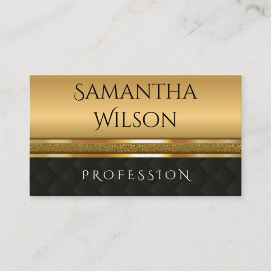 モダンエレガント高級グリッター金ゴールドストライプ 名刺 (正面)