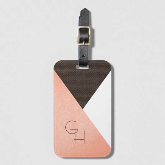 モダンエレガント高級レザーイニシャル ラゲッジタグ (正面縦)