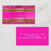 モダンエレガント高級金ゴールドグリッターピンクストライプ 名刺 (正面/裏面)