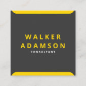 モダンエレガント高級金ゴールド&マットブラック スクエア名刺 (正面)