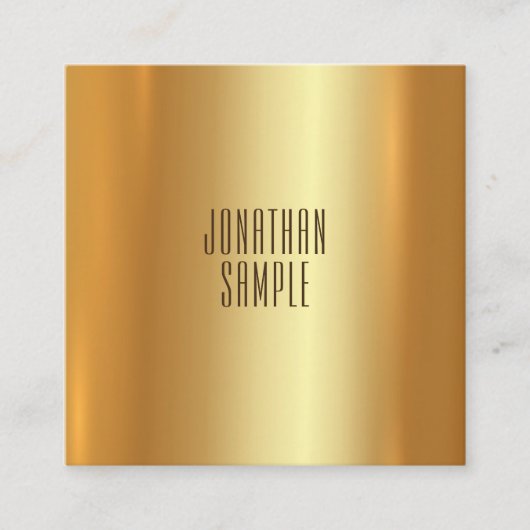 モダンエレガント魅力的金ゴールドユニークデザイン スクエア名刺 (正面)
