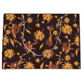 モダンエレガント黄橙色ダークグレー ラージペーパーバッグ (正面)