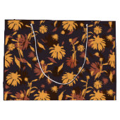 モダンエレガント黄橙色ダークグレー ラージペーパーバッグ (裏面)