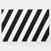 モダンエレガント黒と白の金ゴールドストライプの結婚の ゲストブック (裏面)