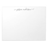 モダンエレガント黒グレーフェミニンスガーリート ノートパッド (正面)