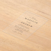 モダンエレガント黒結婚文字 アクリル招待状 (レイダウン)