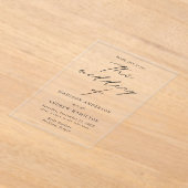 モダンエレガント黒結婚文字 アクリル招待状 (レイダウン)