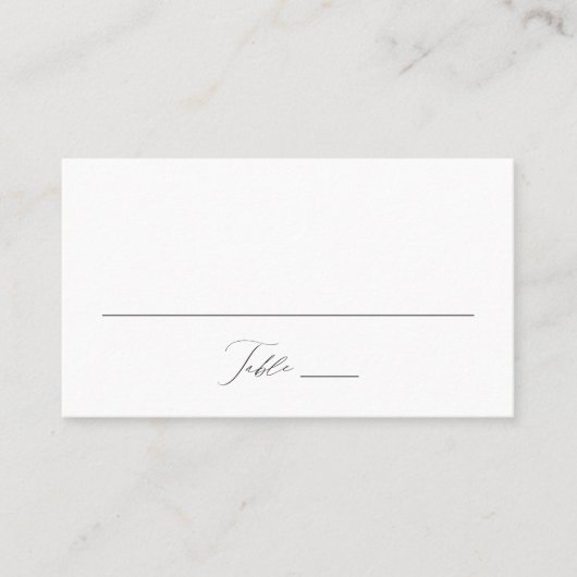 モダンエレガント黒結婚文字 プレイスカード (正面)