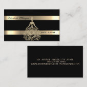 モダンエレガント黒、金ゴールドグリッタードレストライプのス 名刺 (正面/裏面)