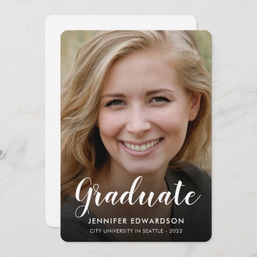 モダンエレガント2枚の写真を撮影する 案内状 (正面/裏面)