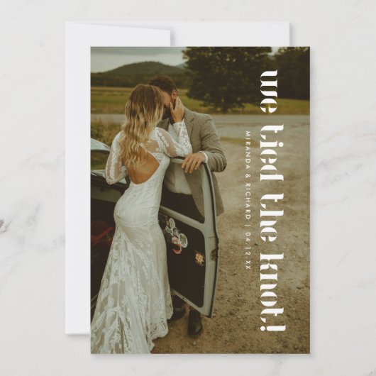 モダンエレガント2枚写真の結婚式での秘密の挙式 案内状 (正面)