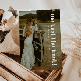 モダンエレガント2枚写真の結婚式での秘密の挙式 案内状