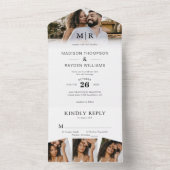 モダンエレガント4写真クラシック結婚の オールインワン招待状 (内側)