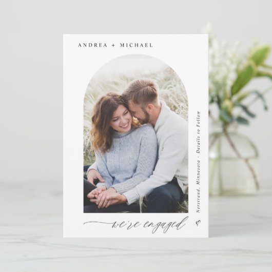 モダンエレガント アーチ フォト ウェディングエンゲージメント 案内状 (スタンド正面)