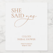 モダンエレガント 「イエスと言った」 ブライダルシャワー ワインラベル (シングルラベル)