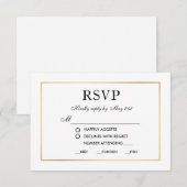 モダンエレガント ウェディング ブラックホワイト RSVP カード MW (正面/裏面)