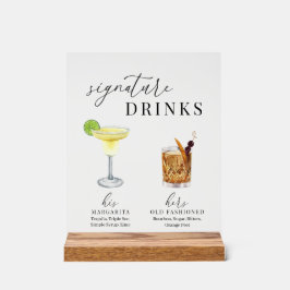 モダンエレガント ウォーターカラー シグネチャードリンクス アクリルサイン