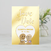 モダンエレガント カップル フォト ウェディング セーブ・ザ・デート 箔招待状 (立ち正面)