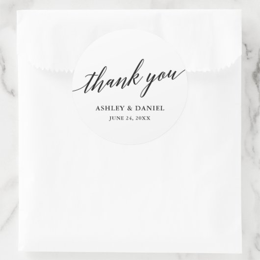 モダンエレガント カリグラフィー スクリプト 結婚式 ラウンドシール (バッグ)