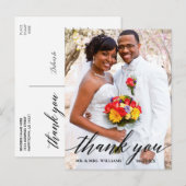 モダンエレガント カリグラフィー 結婚式 フォト サンクス ポストカード (正面/裏面)